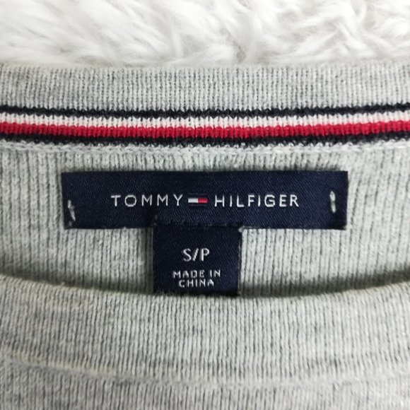 Tommy Hilfiger Womens Sweater Pullover Embroidered Logo Gray Long Sleeve Knit S - Picture 10 of 12